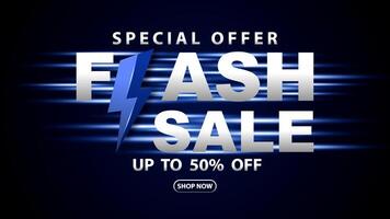 Flash Sale banner design. Shopping poster with text on abstract background of moving laser beams. Template design for your website. vector