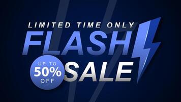 Bright flash sale banner with text, bold typography and lightning symbol on the background. Discount and promotion concept. vector