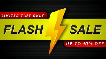 Flash Sale Shopping Banner with Thunder sale banner template design for social media and website. vector