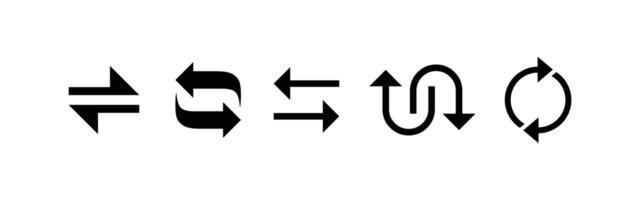 Swap Arrow Icons Set. Black Direction and Navigation Symbols for Web Design, Mobile UI, App Interface, Sync, Repeat, Refresh, Loop, Transfer, Swap, U-Turn, Recycle, Exchange, Interaction Arrows vector