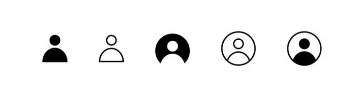 Minimalist Profile Icon Set. Black and White User Avatar Symbols for Web UI, Social Media, Account Button, Login Interface, Member Profile Picture, Simple Line and Solid Icons Collection vector