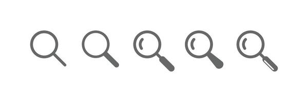 set of search icon, magnifier icon for internet, web design, ui ux and app icon element. in modern, minimalist, outline, flat and solid style vector