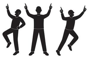Black silhouette of people pointing up design element for graphic projects and creative presentations vector