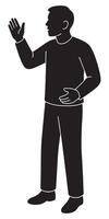 Silhouette of man gesturing with hands illustration for presentations and graphic design projects use vector