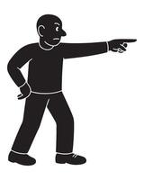 Illustration of a man pointing finger direction black silhouette on white background design element graphic vector
