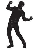 Silhouette of celebrating man in casual clothes graphic design asset for creative projects vector