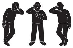Silhouette of a man leaning sideways with one elbow resting on an invisible surface, casual posture vector