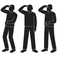 Searching people illustration black silhouette looking forward finding direction finding solution concept art vector