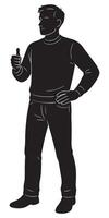 Man silhouette with thumbs up gesture standing confident illustration for graphic design use case vector