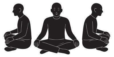 Meditation poses for beginners guide to mindfulness and relaxation techniques for inner peace and wellness silhouette vector