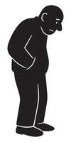 Silhouette illustration of sad man with hands in pockets looking down in black and white style vector