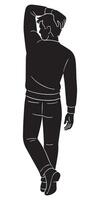 Man silhouette art illustration back view with hand on head isolated on white background design element vector