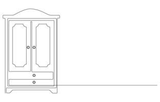 wardrobe or cabinet with shelves. Single line draw design graphic illustration vector