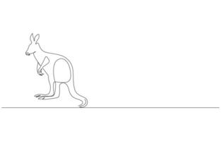 One Line art Drawing of Kangaroo vector