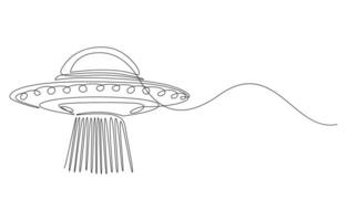 continuous line drawing UFO plane toys icon vector