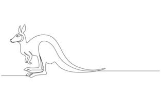 Continuous single line sketch drawing of kangaroo Australia endemic animal mammals, Minimalist One Line Drawing of Kangaroo vector
