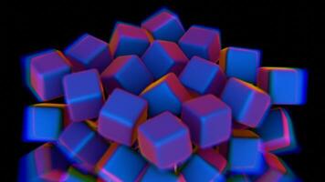 rendering of cubes on a black background video