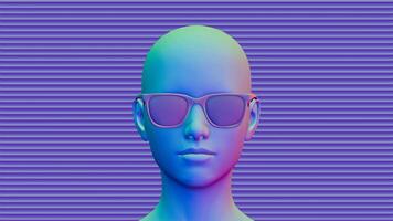 a 3d head with sunglasses on it video