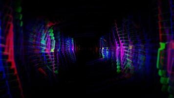 a tunnel with neon lights in the middle video
