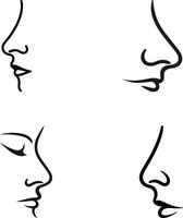 A minimalist black line drawing of a side profile of a nose vector