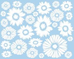 Daisy flower pattern blue color background layout banner cover packaging print art editable vector