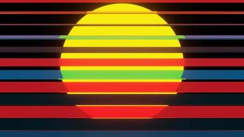 a sun with a black background and a red and yellow stripe video