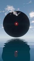 a large black disk floating in the water video