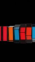a row of colorful boxes on a black background video