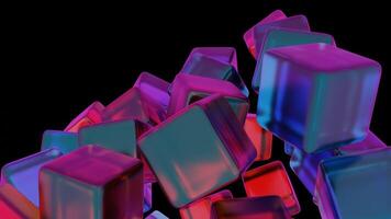 a 3d rendering of colorful cubes on a black background video