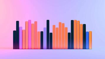 a colorful bar chart with a blue and orange background video