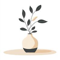 A vase with leaves in it on a white background vector