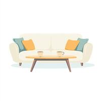 A white couch with two coffee cups on it vector