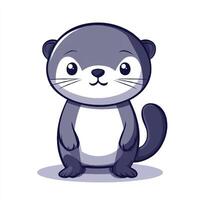 A cartoon otter sitting on a white background vector