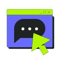 Online messaging 2D onboarding ui illustration. Chat browser window with cursor click. Customer support. Forum, remote communication cartoon concept isolated on white. Flat abstract metaphor vector