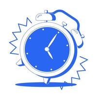 Ringing alarm clock line onboarding ui illustration. Time management. Urgency, reminder, scheduling. Hurry alarmclock. Wake up outline blue 2D concept isolated. Monochrome metaphor art vector