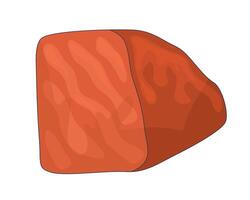 Raw meat block 2D cartoon object. Beef cut with fat marbling and natural textures. Uncooked food. Protein source. Cooking ingredient isolated element flat clip art on white. Spot illustration vector