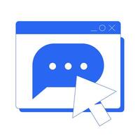 Online messaging line onboarding ui illustration. Chat browser window with cursor click. Customer support. Forum, remote communication outline 2D concept isolated. Ink linear metaphor art vector