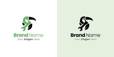 Modern Toucan Bird Wrench Tool Logo Design For Brand Identity Solution Ideas vector