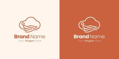 Unique Minimalist Logo Design Featuring Cloud Icon and Wave Graphic for Visual Appeal vector