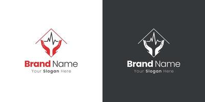 Creative Hands with Pulse Wave Logo Design Concept Idea for Brand Identity vector