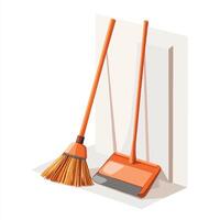 A broom and dustpan on a white background vector