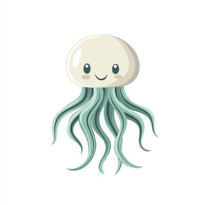 Cartoon jellyfish with a smiley face