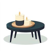 Candles on a table with a wooden stand vector