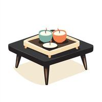 A tray with two candles on it vector