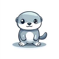 A cartoon otter sitting on the ground vector