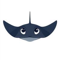 A cartoon stingray with big eyes and a long tail vector