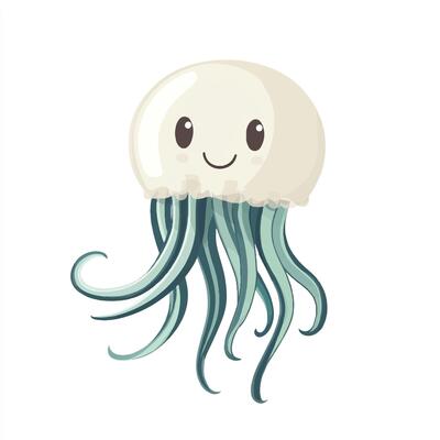A cartoon jellyfish with a smiley face