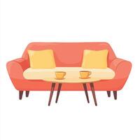 Sofa with coffee table and two chairs illustration vector