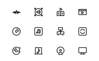 Audio Icon Pack. Scalable Illustrations outline style for Music, Film, Podcasting, and Content Creation Needs vector