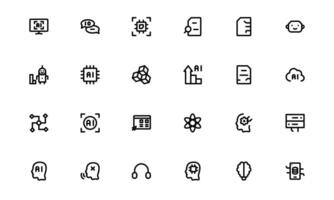AI and Networking Icons. Premium High-Quality Illustrations for Machine Learning, Cloud Networking, Data Security, and UI-UX Design Solutions vector